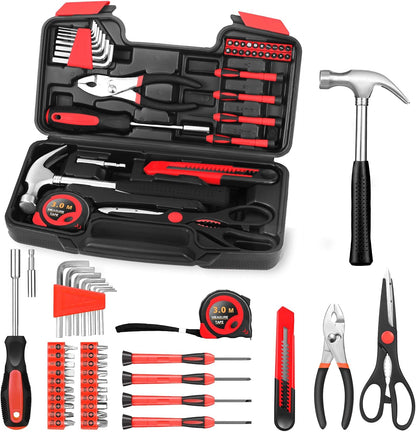 HANGYING 39-Piece Basic Household Tool Set with Toolbox Storage Case, Blue | Basic Home Tool Kit, Small Hand Tool Kit, General Home Repair, for Home Garage, Office, College Dormitory, Daily DIY Use