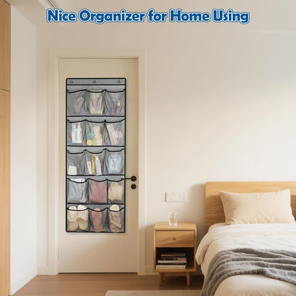 Over The Door Cruise Ship Organizer - Cruise Ship Magnetic Door Organizer with 15 Size-Graded Pockets, Hanging Magnetic Cruise Storage Shoe Rack for Cabin, 2026 Cruise Essential, 9 Hooks(White)