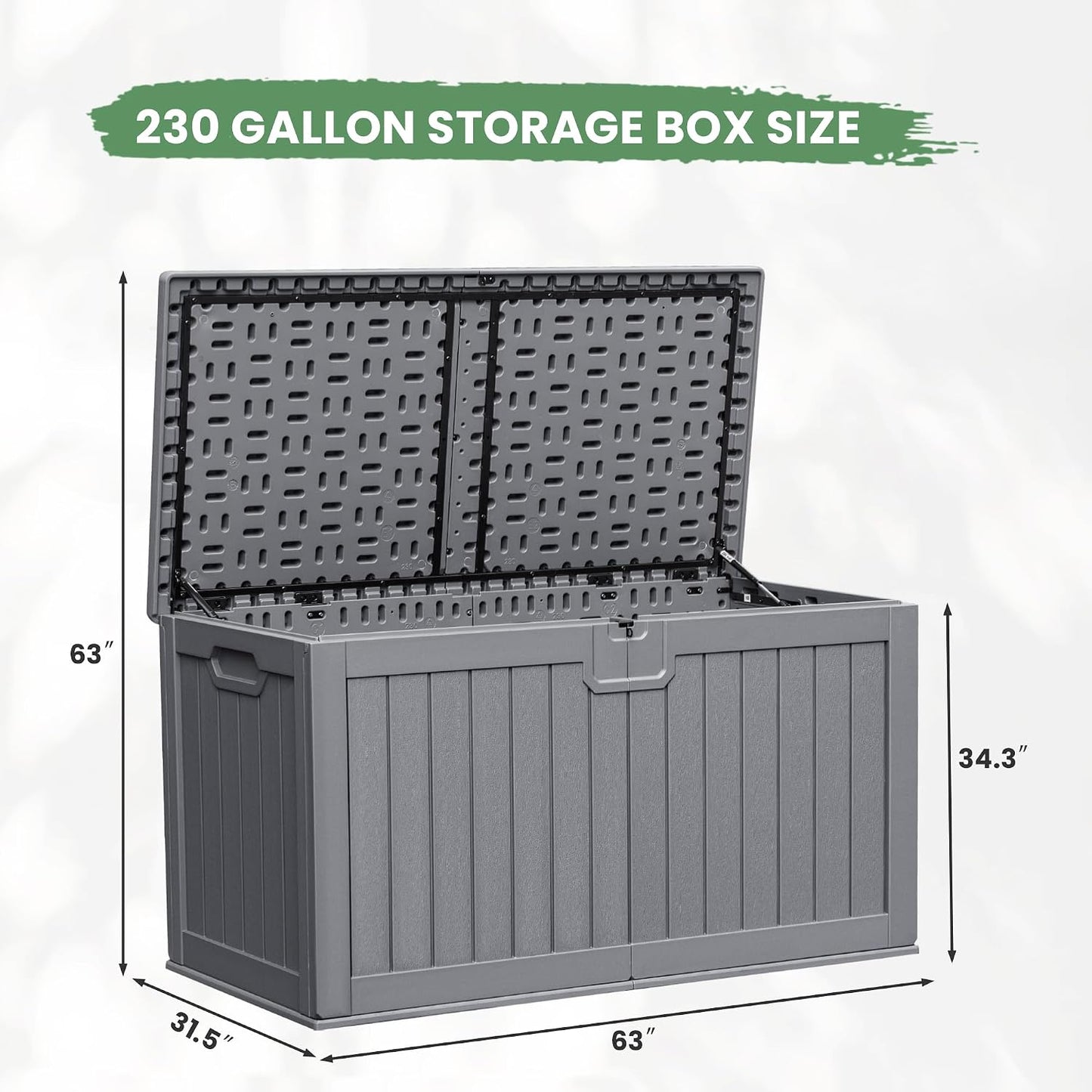 Greesum Outdoor Storage Box 31 Gallon Storage Box with Lid for Patio Furniture, Garden Tools, Pool Supplies, Waterproof and UV Resistant, Lockable, Dark Black