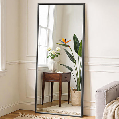 OLIXIS 64"x 21.5" Arched Mirror Full Length, Full Body Mirror with Stand, Hanging or Leaning for Wall, Floor Standing with Shatter-Proof Glass for Bedroom, Living Room, Long, Black