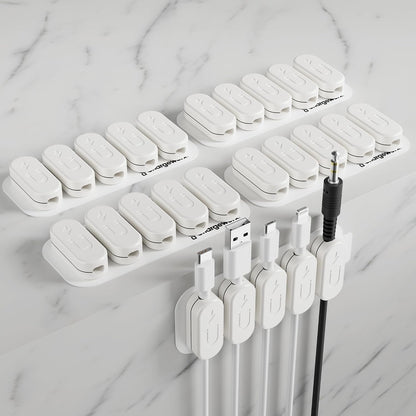 Chargeworx Magnetic Cable Clips - Cord Holder Organizer, No Drill Self-Adhesive Base, Cable Organizer, Repositionable Magnetic Clips, 5-Pack, USB-C Lightning Micro-USB, Desk Nightstand Wall Car, Black