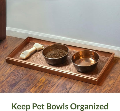 Good Directions Medium Boot Tray, Double Circles Multi-Purpose All Weather Decorative Tray, Shoes, Plants, Pet Bowls, 30x13x2 Inch, Dark Zinc Gray Steel