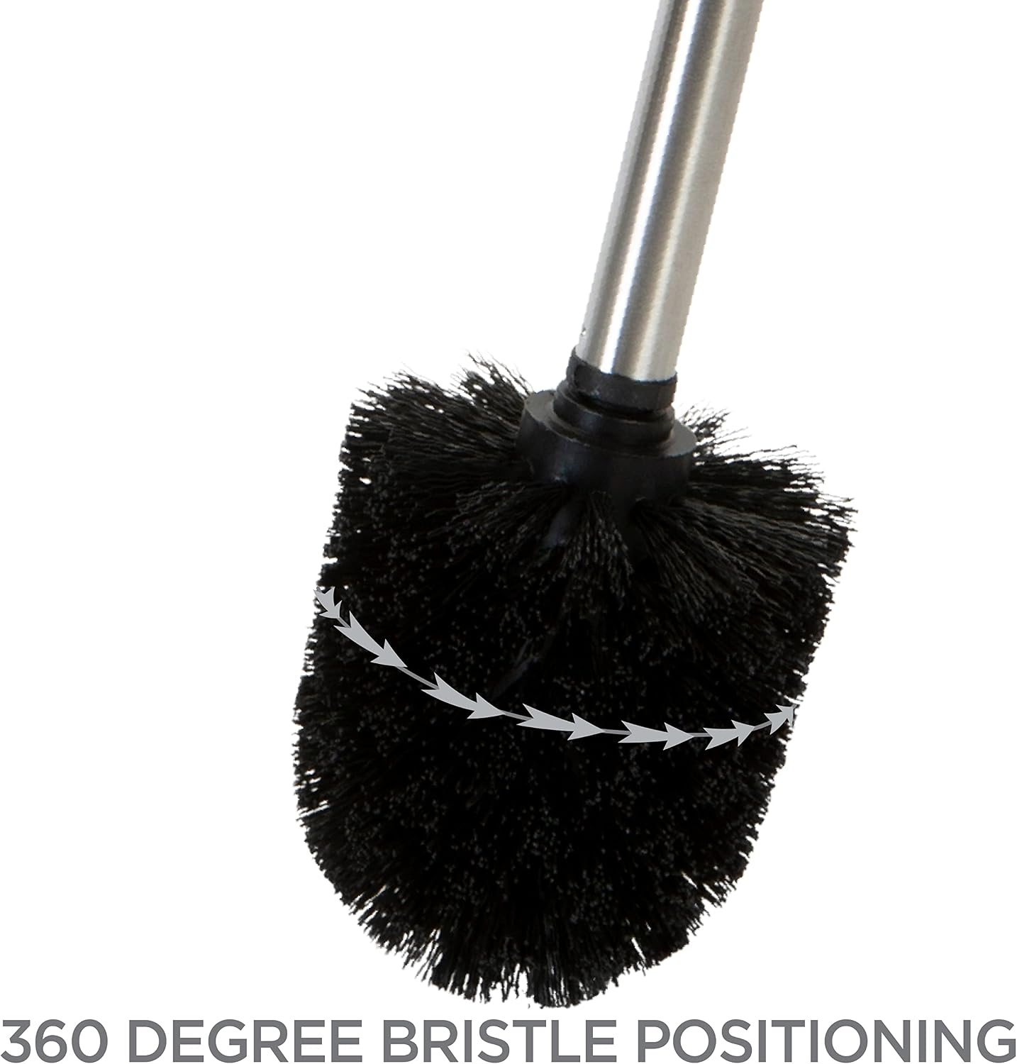 Bath Bliss Toilet Brush and Holder | Self Closing Lid | 360 Degree Brush Head | Bathroom Cleaning | Compact Size | Storage and Organization | Stainless Steel