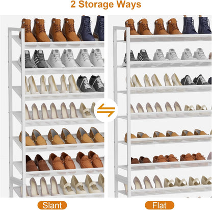 Large Shoe Rack 8 Tier Shoe Organizer, Heavy Duty Metal 4-Tier Stackable Shoe Storage Vertical Shoe Rack for Closet Front Door Entrance, Up to 50 Pairs, 44.8" W x 11.4" D x 56.7" H, Black