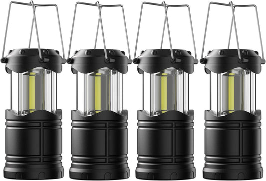 Lichamp LED Camping Lantern, 4 Pack Battery Powered Flashlight for Power Outages, Portable Collapsible Hanging Light Essential for Home, Outdoor, Emergency Lamp Survival Kit Gear for Hurricane, Gray