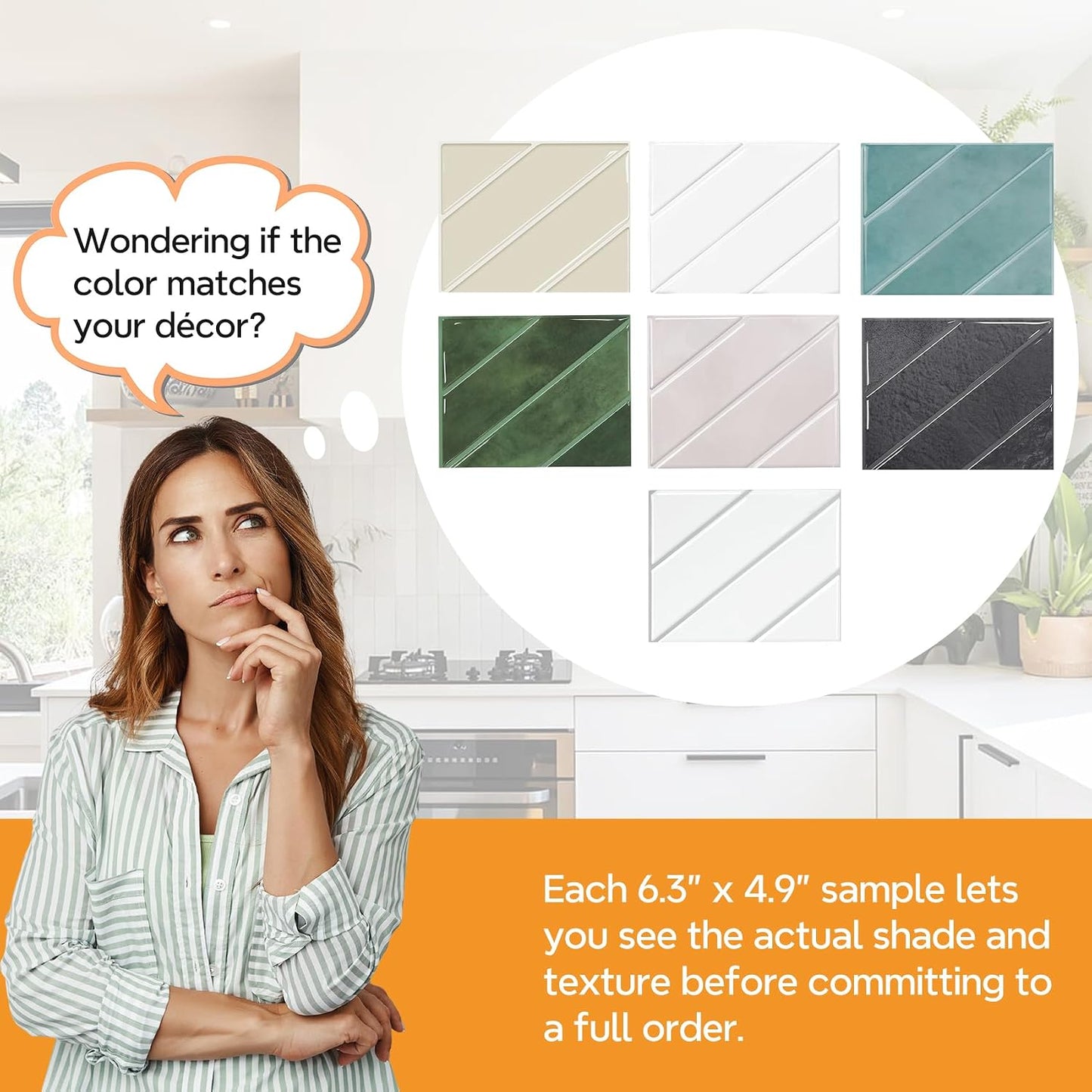 STICKGOO 10 Sheets Thicker Herringbone Peel and Stick Backsplash, 12.6”×9.7” Stick on Wall Tiles, Self Adhesive Tile Sticker for Kitchen Backsplash and Bathroom, White with Grey Grout