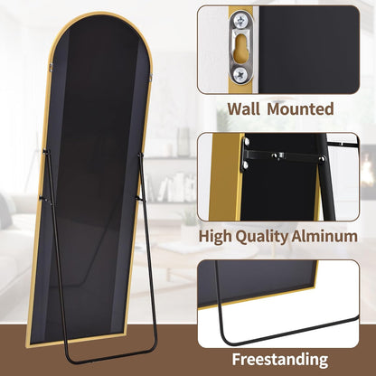 OGCAU Floor Full Length Mirror, 56"x20" Arched Full Body Mirror, Hanging or Leaning, Standing, Wall Mounted with Aluminum Frame for Bedroom Living Room, White