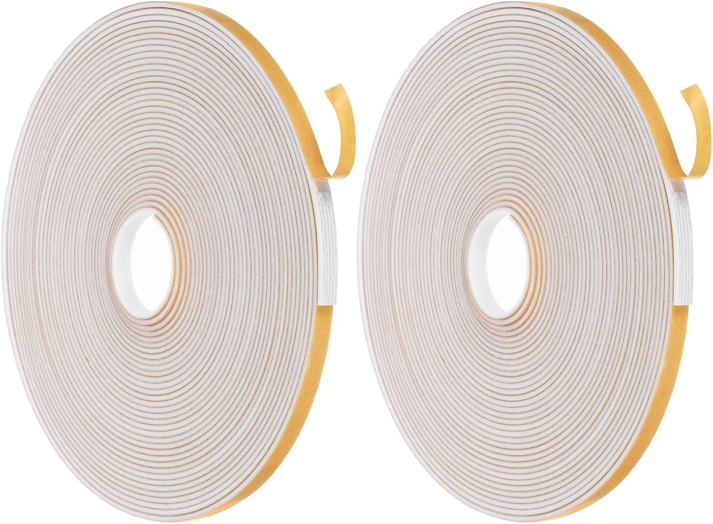 MECCANIXITY Weather Door Seal Strip Tape, Door Insulation Stripping Single Side Strong Self Adhesive Foam Tape Gap Filler for Door, Window, 1/4 Inch x 1/16 Inch x 32 Feet White 2 Pack
