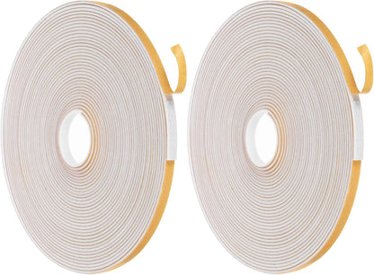 MECCANIXITY Weather Door Seal Strip Tape, Door Insulation Stripping Single Side Strong Self Adhesive Foam Tape Gap Filler for Door, Window, 1/4 Inch x 1/16 Inch x 32 Feet White 2 Pack