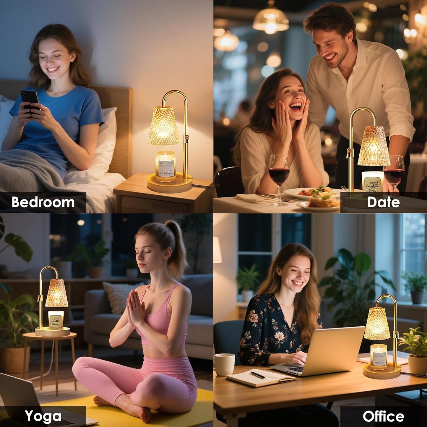 hyrion Candle Warmer Lamp with Timer Dimmable, Birthday Gifts for Women Mom, Adjustable Height Candle Warmer for Jar Candles, Flower Flameless Candle Lamps with 2 Bulbs, Housewarming, Home Decor