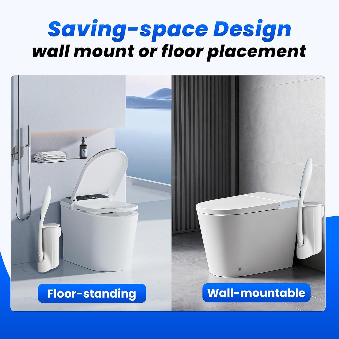 40 Disposable Toilet Brush Replacement Pads, Wall Mounted Toilet Holder Set Toilet Cleaning System Starter Kit, Toilet Stick Pads (White)