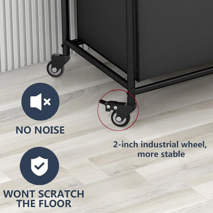 LINZINAR 3-Bag Laundry Hamper, Black Laundry Basket, 35.6 Gal(135 L) Laundry Sorter Cart Laundry Room Organization with Heavy Duty Rolling Lockable Wheels and Removable Bags