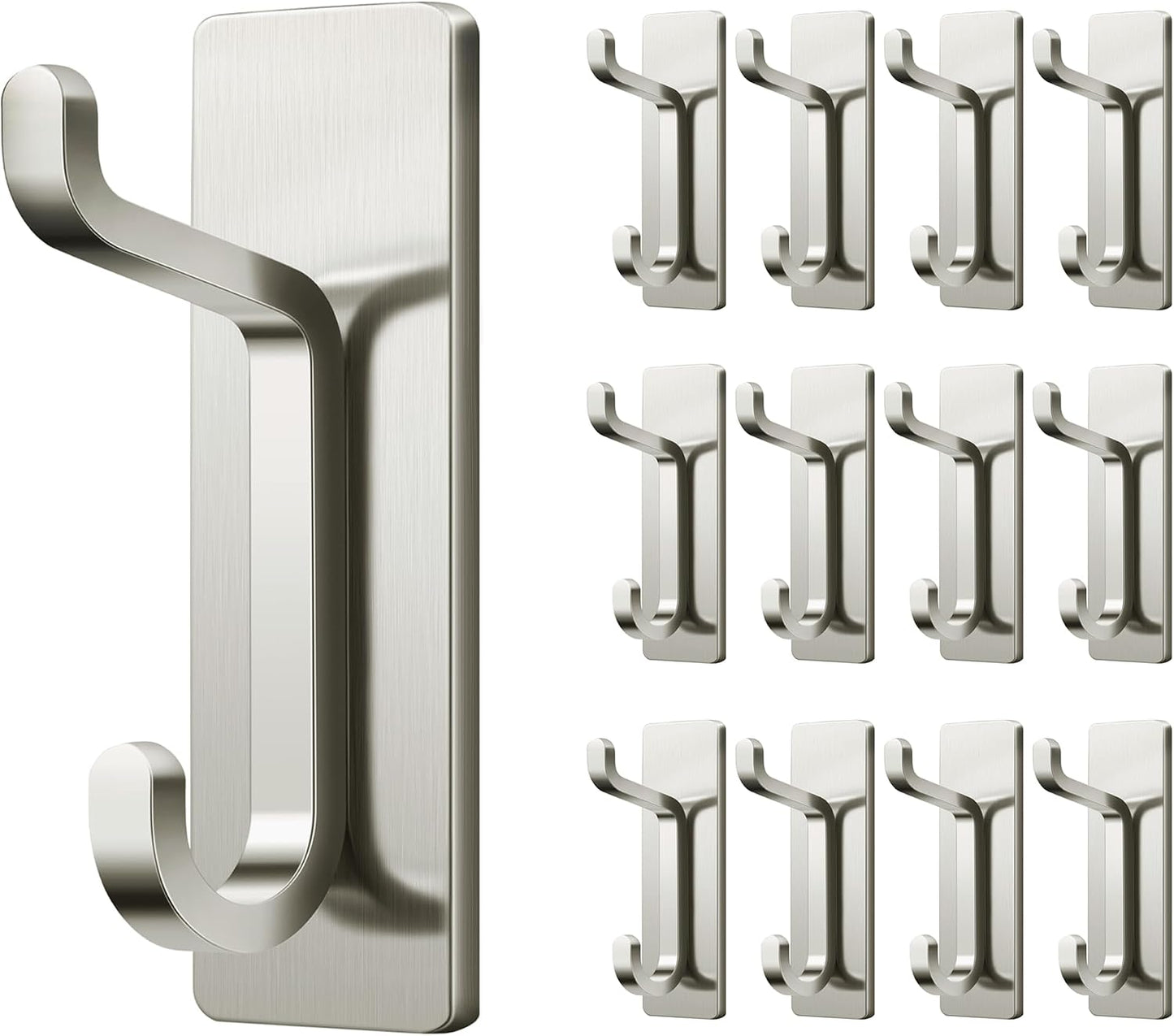 pickpiff Wall Hooks for Coat and Towel: 13LB Strong Adhesive Door Hanger Stick on, White 4 Pack