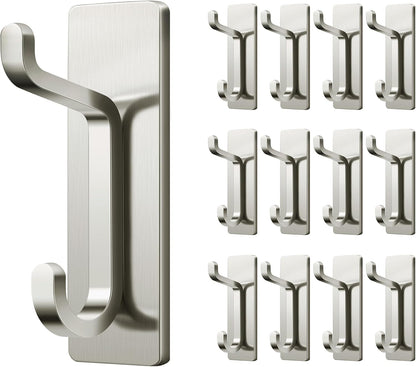 pickpiff Wall Hooks for Coat and Towel: 13LB Strong Adhesive Door Hanger Stick on, White 4 Pack