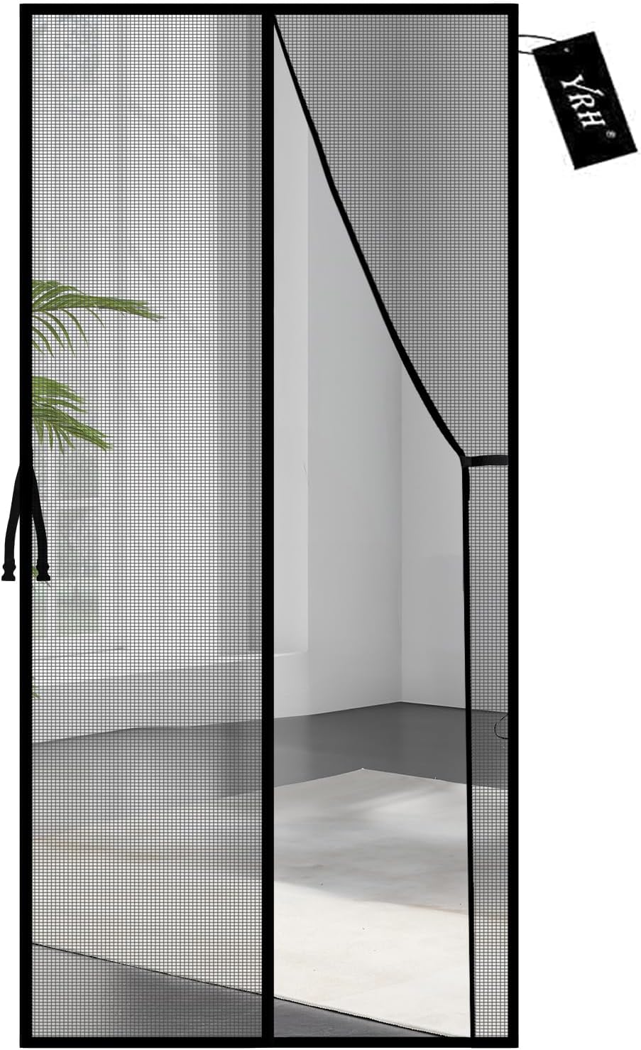 YRH Magnetic Screen Door with Stay Open Buckles - Door Curtains Heavy Duty Self-Sealing Mesh,Powerful Magnets (Fit for Door Size:36x82 Inch,Screen Itself Size:38x83 Inch, Black)