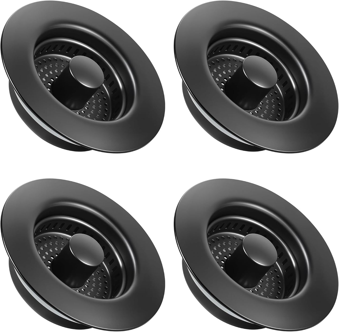 Sink Drain Strainer 3 in 1, 304 Stainless Steel Pop Up Kitchen Sink Stopper with Anti-Clogging Basket, Kitchen Essential Drain Anti-Clog Gadgets, Fits US Standard 3-1/2'' Sink Drain (SUS 304 Brushed)