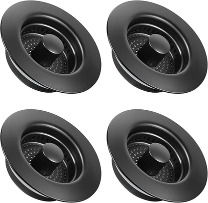 Sink Drain Strainer 3 in 1, 304 Stainless Steel Pop Up Kitchen Sink Stopper with Anti-Clogging Basket, Kitchen Essential Drain Anti-Clog Gadgets, Fits US Standard 3-1/2'' Sink Drain (SUS 304 Brushed)