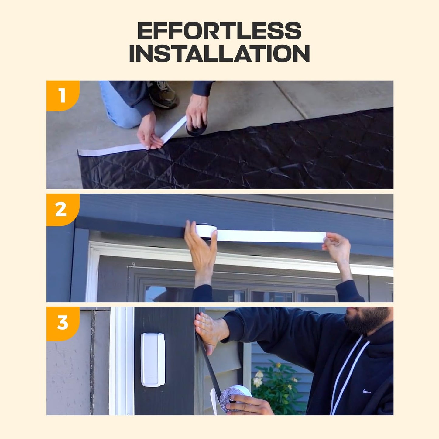 Screen Door Hook Tape, Hook Side Only - Adhesive Replacement in 2 Widths | Backside hook tape only (no loop side), weatherproof peel & stick for magnetic garage screen doors, 20ft x 0.8in + 1.5in