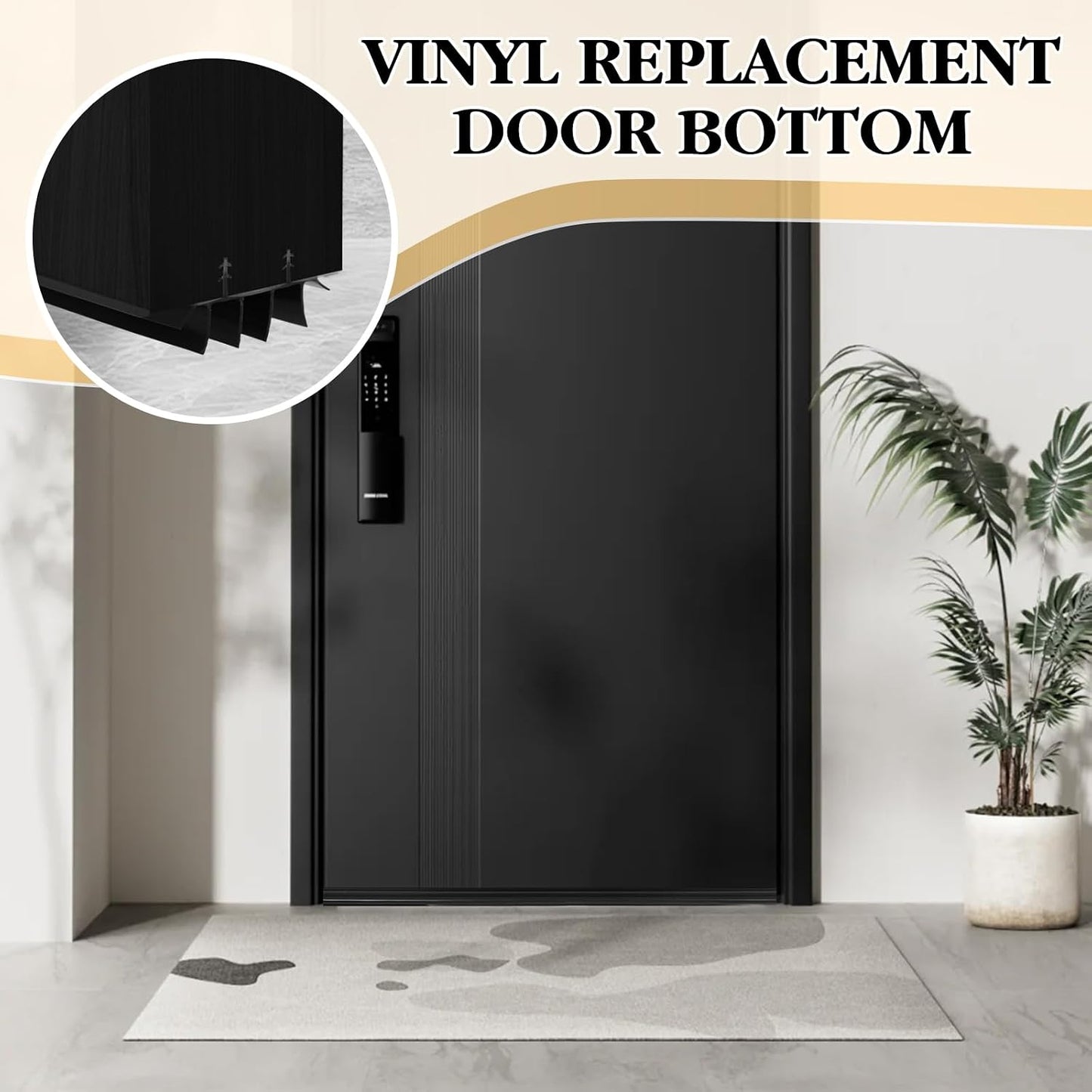 2 Pcs 36 Inch 90CM Exterior Door Sweep with Vinyl Fins, Under Door Weather Stripping Seal for Exterior Doors with Kerf Track, Replacement Bottom Door Seal Strip, Draft Stopper & Rodent Proof