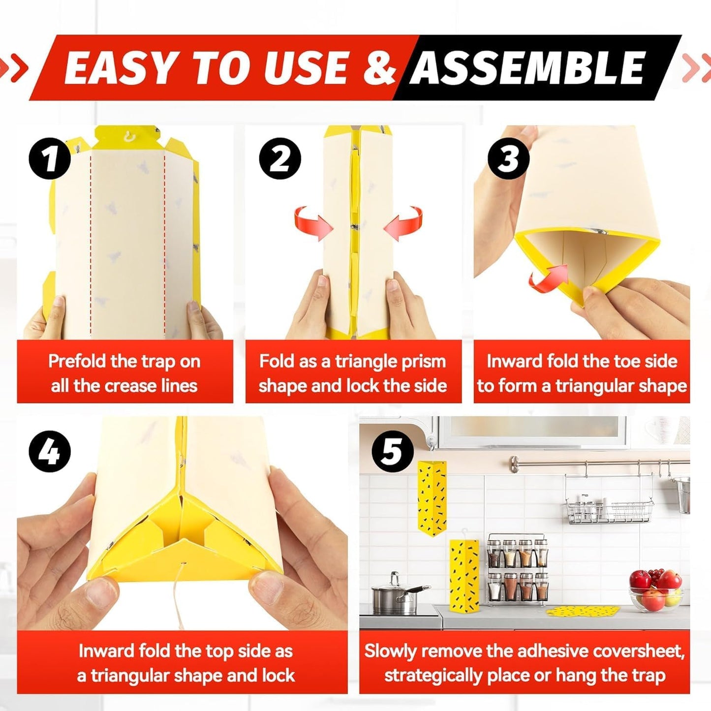 LULUCATCH Fruit Fly Sticky Traps 12 Pcs, Yellow Sticky Trap, Non-Toxic Gnat Traps Insect Catcher, Super Sticky Fly Traps for Indoor Outdoor Kitchen White Flies Mosquitos Fungus Gnats Flying Insects