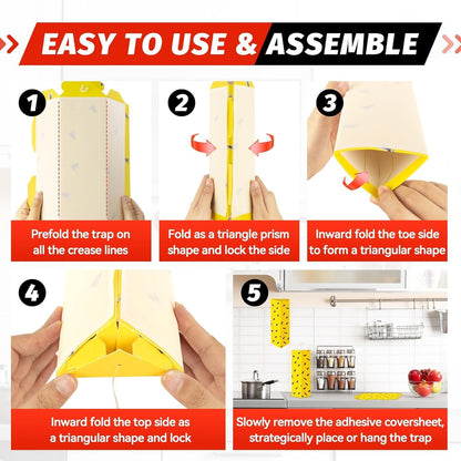 LULUCATCH Fruit Fly Sticky Traps 12 Pcs, Yellow Sticky Trap, Non-Toxic Gnat Traps Insect Catcher, Super Sticky Fly Traps for Indoor Outdoor Kitchen White Flies Mosquitos Fungus Gnats Flying Insects
