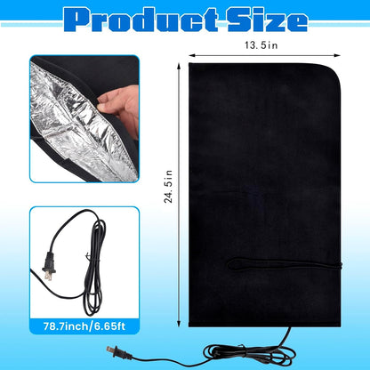 Outdoor Faucet Cover for Winter - 24.5"x13.5" Electric Heated Aluminum Foil Winter Freeze Protection, Waterproof Heating Spigot Hose Bib Cover, Insulated Water Pipe Heater Tape for Garden Lawn Outside