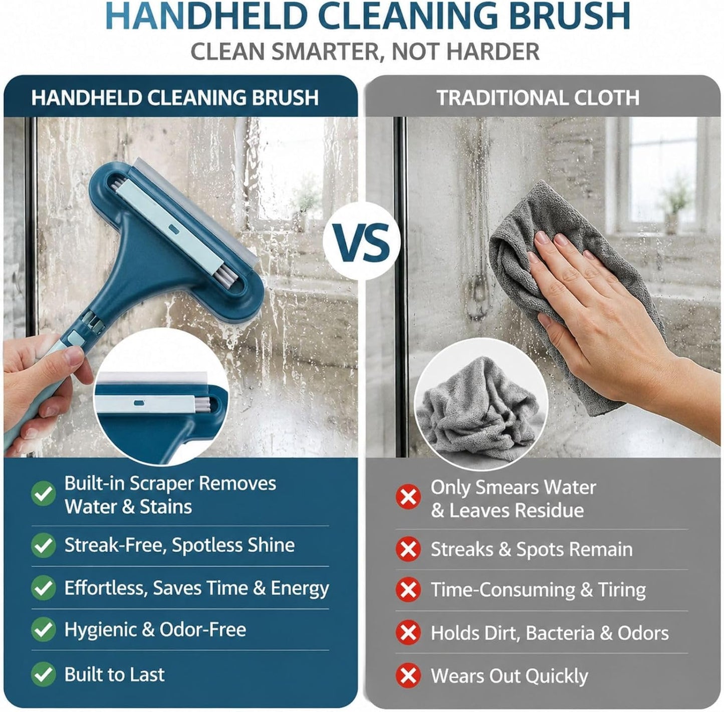 Window Screen Cleaning Brush, Upgraded 2 in 1 Mesh Screen Cleaner with Squeegee, Multi-Purpose Cleaning Brush for Home Window Glass Porch Screens