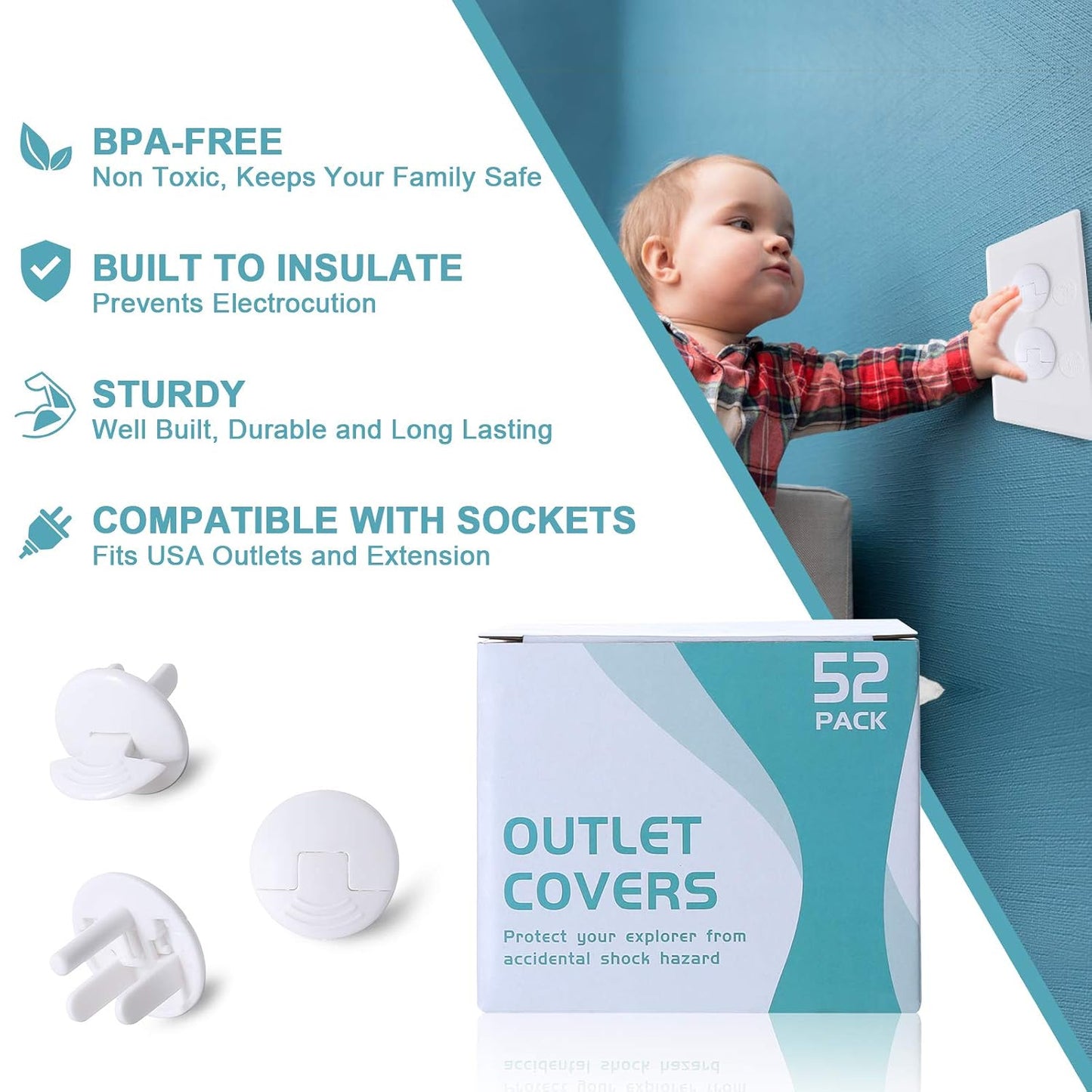 PRObebi Outlet Covers Baby Proofing White - 38 Pack Plug Covers for Electrical Outlets, Child Proof Socket Covers, Baby Safety Products for Home, Office, Easy Insatllation