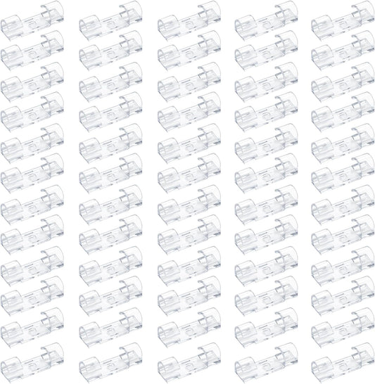 Clear Adhesive Cable Clips – Strong Nylon Wire Holders for Desk, Wall, Car, and Light Cord Management (60-Pack, Indoor/Outdoor Use)
