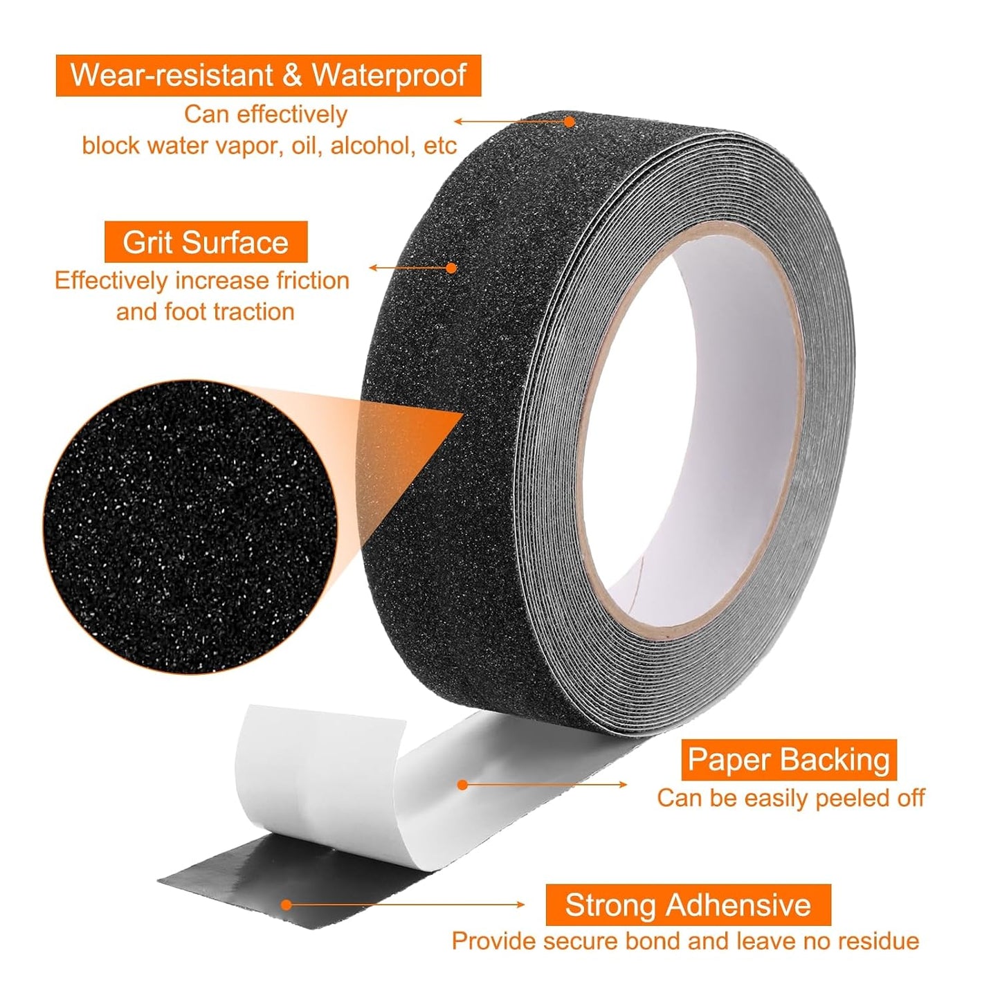 HARFINGTON Anti Slip Traction Tape 2" x 16.4ft Waterproof Non-Slip Grip Tape High Friction Weather Resistant Non Skid Stair Treads Tape for Indoor Outdoor Stair Steps, White