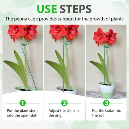 Unves 24 in Plant Stakes, 12 Pack Garden Plant Support Stakes(12" or 24") | Single Stem Plant Cage for Outdoor Indoor Plants Orchid, Tomatoes, Peony, Lily, with 100 Pcs Twist Ties