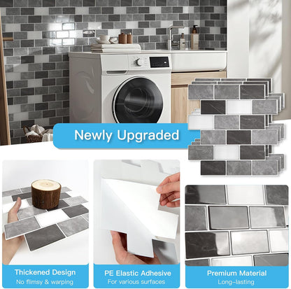 Art3d Peel and Stick Backsplash for Kitchen White Subway (10 Tiles, Thicker Design)