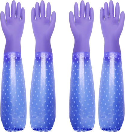 XANGNIER Long Gloves for Cleaning Bathroom,Waterproof Chemical Resistant Gloves Elbow Length,Pvc Full Arm Men & Women Reusable Glove for Gardening,Aquarium,Kitchen,Dishwashing,Household Cleaning,2pair