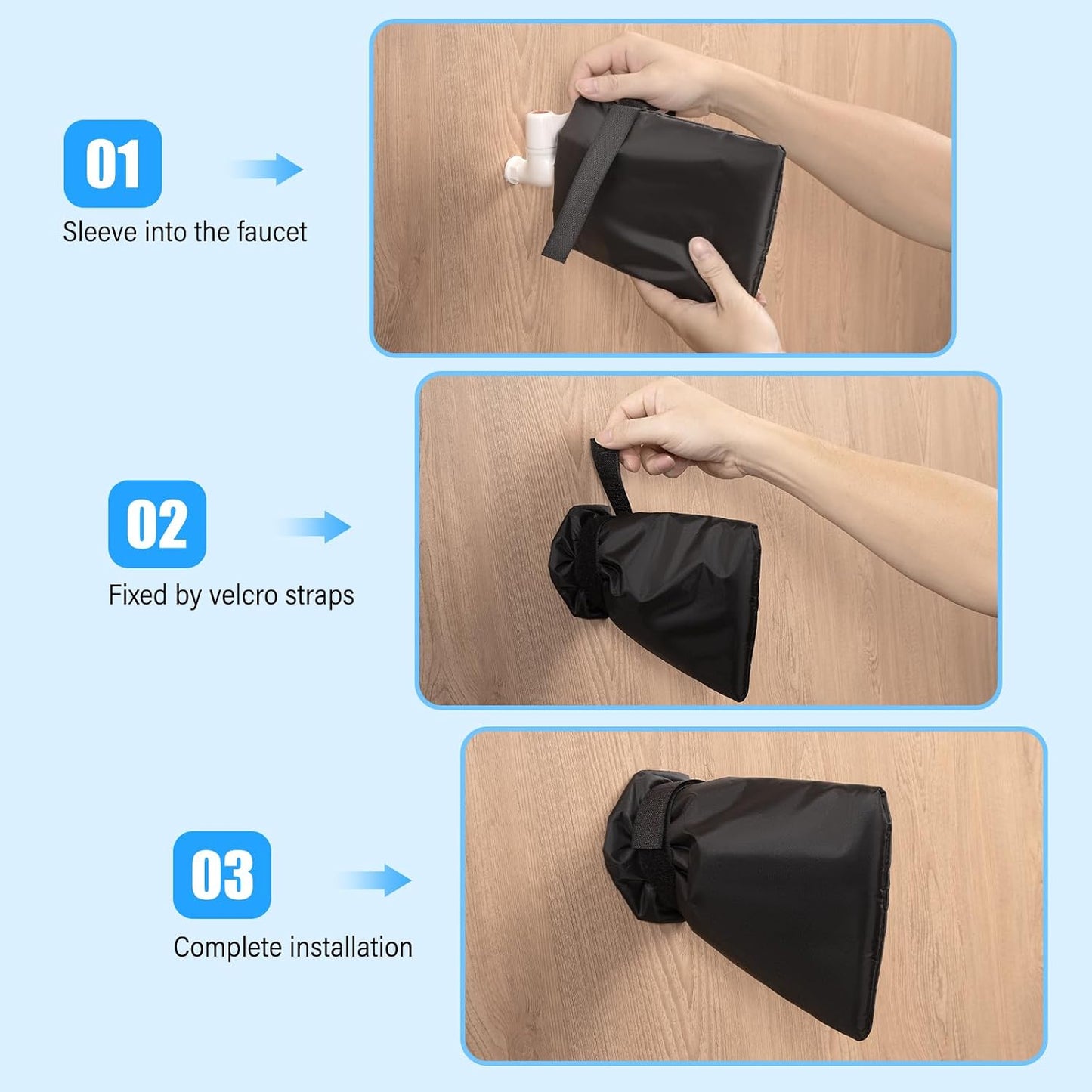 HOMEE 4 Pack Outdoor Faucet Covers for Winter Freeze Protection,Waterproof Outside Faucet Socks,Reusable Spigot Covers Winter Insulated Protection Hose Bib Cover (Black)