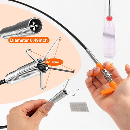 63 In Drain Snake Hair Drain Clog Remover Tool, Sink Drain Cleaner for Sewer Kitchen Bathroom Shower Tub Toilet Clogged Drains Opener Cleaning Tool, Flexible Grabber Claw Pick Up Reacher Tool
