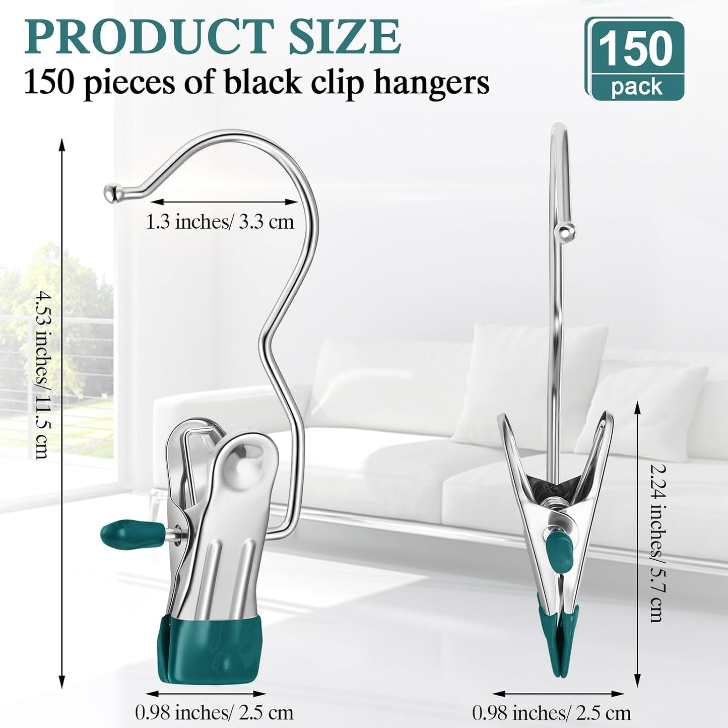 Yinder 150 Pcs Boot Hangers Clips Laundry Hooks Hanging Stainless Steel Clothes Pins Portable Clip Hangers for Closet Travel Socks Pants Handbags Hats Towels (Beige)