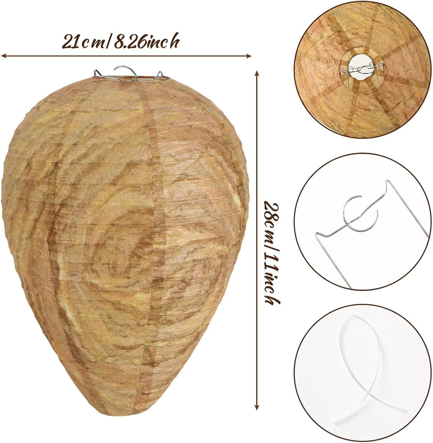 DECYOOL 8 Pack Paper Wasp Nest Decoy Hanging Wasp Deterrent for Wasps Hornets Yellow Jackets