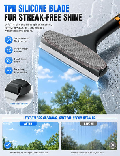 Window Screen Cleaner Tool Brush Squeegee for Shower Glass Sill Mesh 30 Second Magic Double Sided Dual-Use No-Removal Vacuum Washer Outdoor Full Crystal Outside Wiper