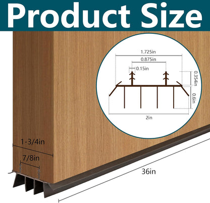 2 Pcs 36 Inch Vinyl Replacement Door Bottom,1-3/4 Inch Wide Replacement Door Bottom with Vinyl Fins,Vinyl Replacement Under Door Seal for Weather Stripping Door Insulation