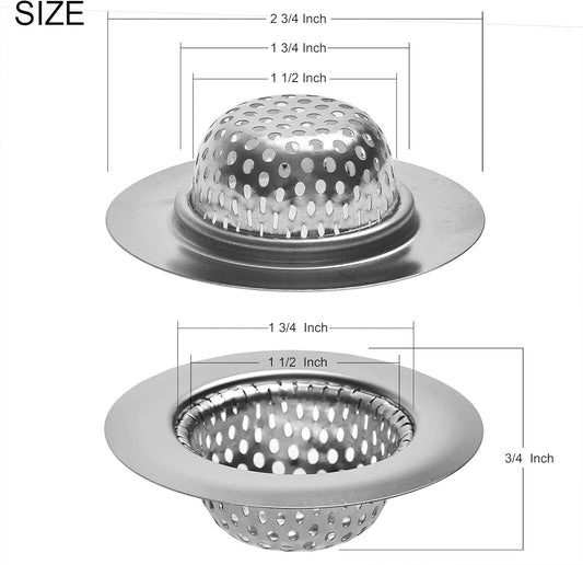 2 Pack - 2.75" Top / 1.5" Basket- Stainless Steel Bathtub Drain Strainer Cover Shower Hair Drain Catcher Sink Strainer Filter Basket for Bathroom