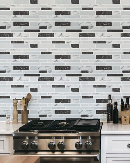 Art3d 10-Sheet Peel and Stick Kitchen Backsplash Tiles, 12"x12" Self-Adhesive Marble Grey Wall Tiles for Kitchen and Bathroom