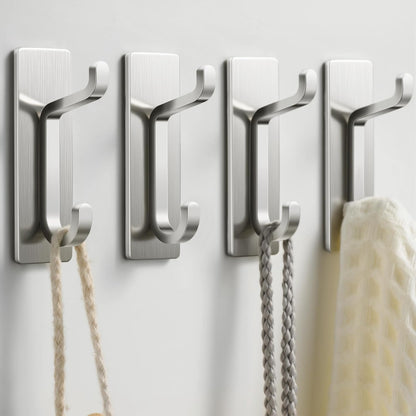 pickpiff Wall Hooks for Coat and Towel: 13LB Strong Adhesive Door Hanger Stick on, White 4 Pack