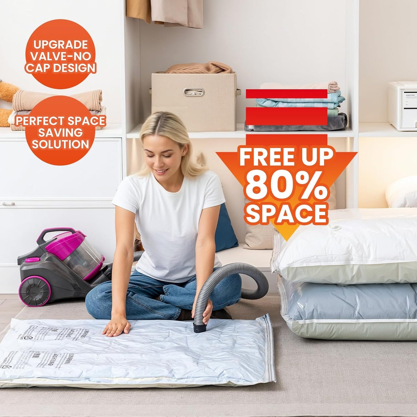 TAILI 8 Pack Vacuum Storage Bags, Jumbo Size (31×40 inch), Vacuum Seal Bags for Clothing, Bulky Bedding, Comforter, Blankets, Pillows, Space Saver Packing