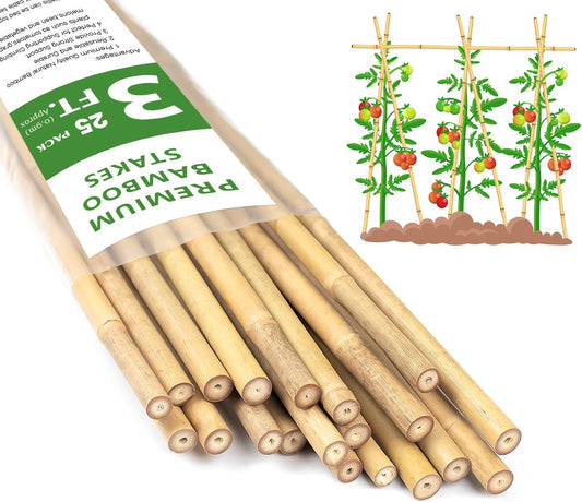 Plant Stakes 18inch, 20Pcs Natural Bamboo Sticks Garden Stakes, HAINANSTRY Plant Support Stakes for Indoor & Outdoor Plants, Orchid Tomato Vegetable Stakes for Garden