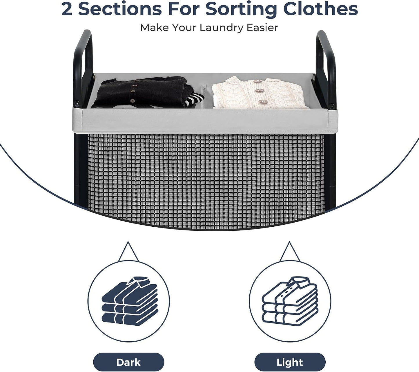 STO STO Laundry Hamper 3 Section, 120L Rolling Laundry Sorter Cart with Removable and Washable Liner Bag, Clothes Hamper with Wheels and Metal Handle for Laundry Room and Bedroom