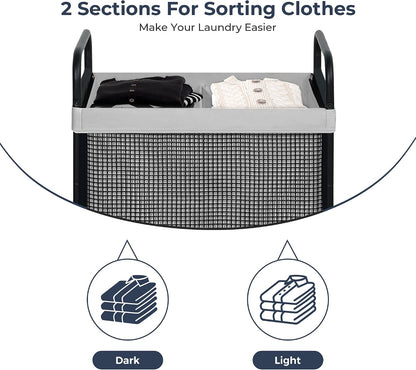 STO STO Laundry Hamper 3 Section, 120L Rolling Laundry Sorter Cart with Removable and Washable Liner Bag, Clothes Hamper with Wheels and Metal Handle for Laundry Room and Bedroom