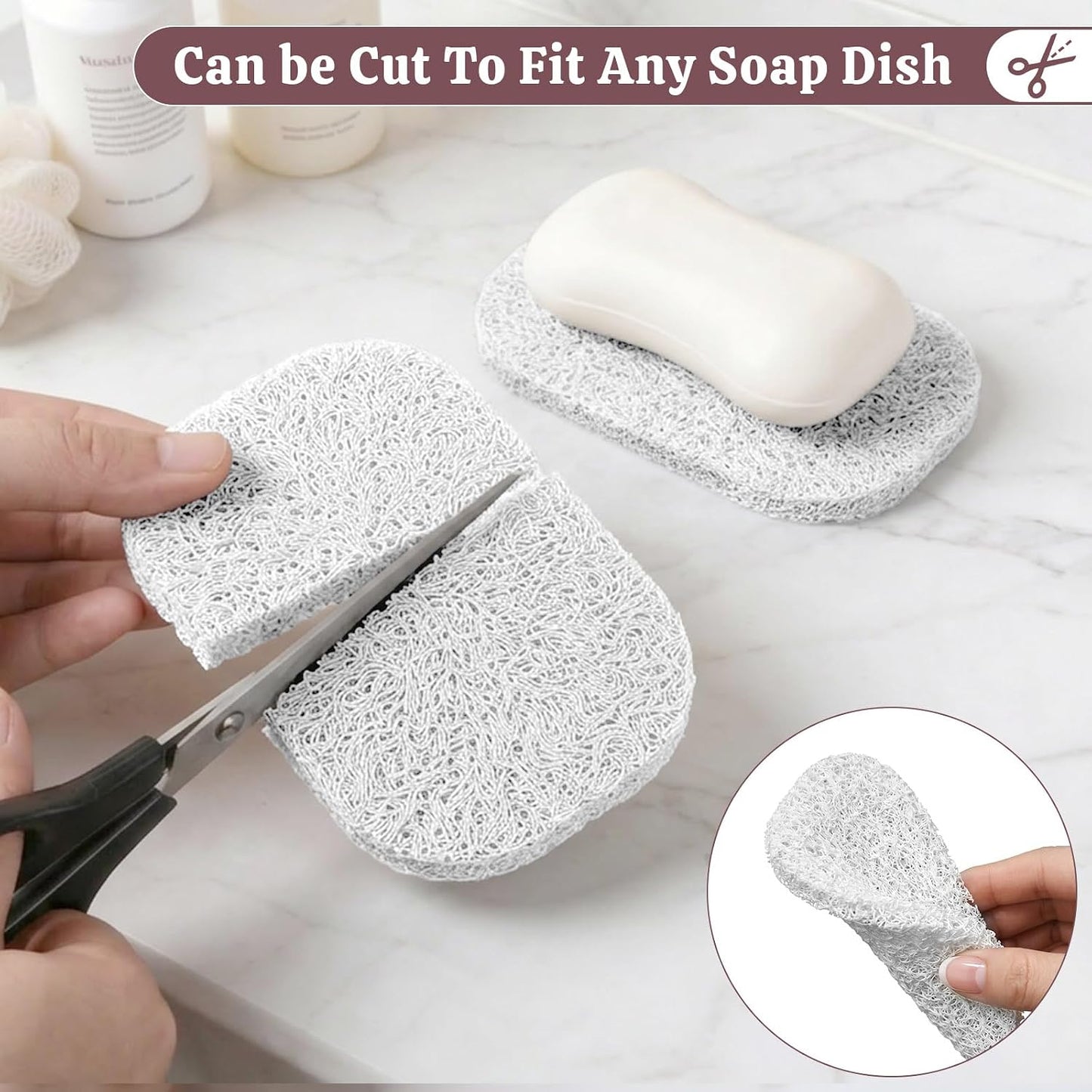 Soap Saver Pads for Bar Soap Holder, 4 Pack Self-Draining Soap Dish Lifting Pad for Shower, Bathroom & Kitchen, Non-Slip, Quick-Dry, Reusable Soap Sponge Saver, BPA-Free, Easy to Clean White and Gray