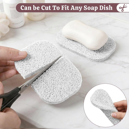 Soap Saver Pads for Bar Soap Holder, 4 Pack Self-Draining Soap Dish Lifting Pad for Shower, Bathroom & Kitchen, Non-Slip, Quick-Dry, Reusable Soap Sponge Saver, BPA-Free, Easy to Clean White and Gray