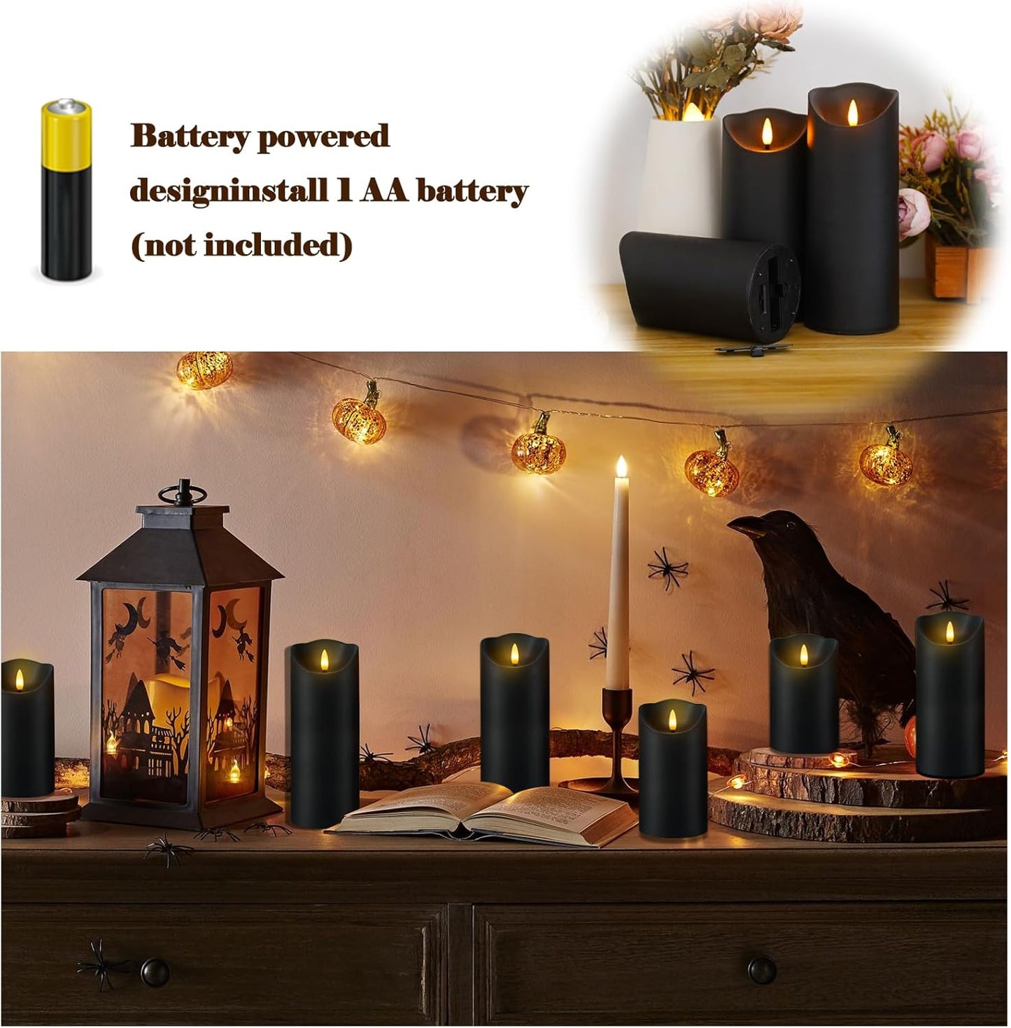 Fo32won Flameless Flickering Candles with Remote Timer, Set of 6 Ivory Led Battery Operated Candles for Home Decor Xmas Halloween (D3 x H3 3" 4" 5" 6" 7")