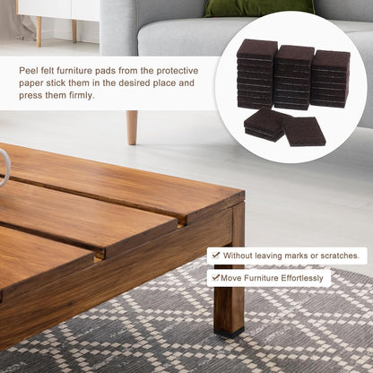 uxcell Furniture Pads, 24Pcs 1.5" - Square Self Adhesive Felt Furniture Pads, Floor Protectors for Furniture Feet Chairs Legs Hardwood Floors (Black)